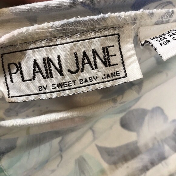 Plain Jane by Sweet Baby Jane VTG Blue Floral Open Back Small Smocked Midi Dress - Picture 7 of 7